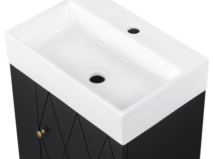Modern Bathroom Vanity With Sink, Diamond Pattern Doors