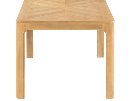 Rectangular Dining Table With Parquet Top, Rounded Corners