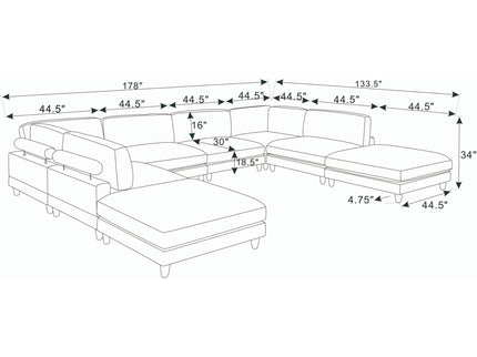 Modern Modular Sectional With Adjustable Back Support