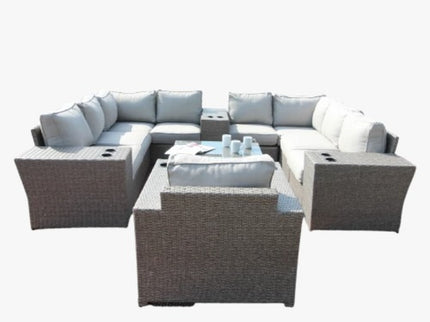 Outdoor Wicker Sectional With Weather Resistant Cushions And Table