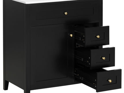 Bathroom Vanity With Sink, 3 Drawers And Adjustable Shelf