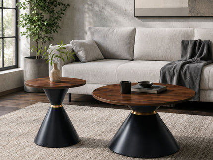 2 Piece Round Coffee Table Set For Living Room