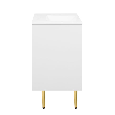 Bathroom Vanity With Sink, Storage Cabinet Soft Closing Door And Drop Down Compartment - White