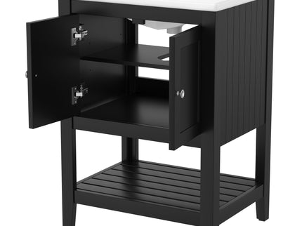 Modern Bathroom Vanity With Sink And Open Shelf