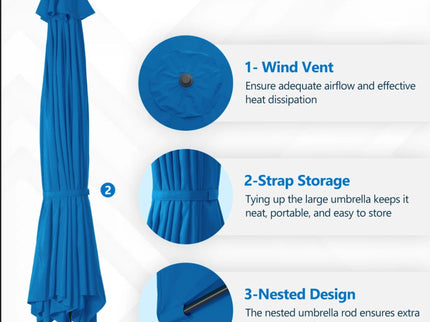 Patio Umbrella With Crank Lift And Tilt, UV-Resistant Canopy