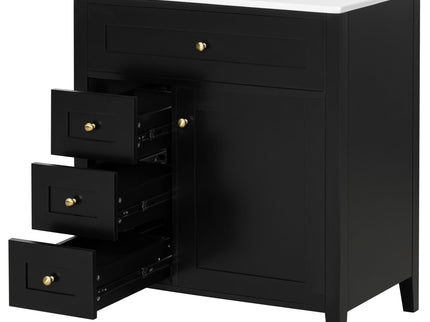 Modern Bathroom Vanity With Sink, 3 Drawers And Adjustable Shelf