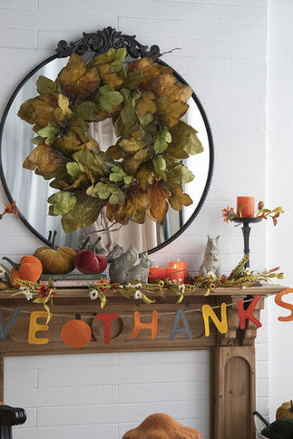 Length Colorful Give Thanks Banner, Home Decor For Harvest Festival Fall Festival & Thanksgiving Table Decorations (Set of 2) - Orange Multi