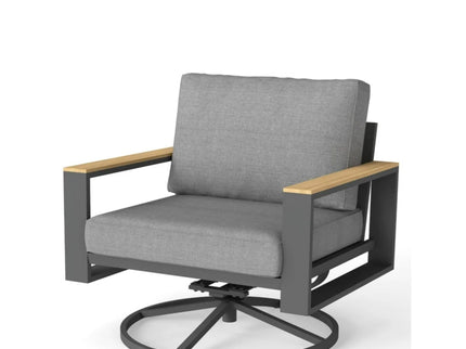 All Weather Swivel Patio Dining Chairs With Cushions - Gray