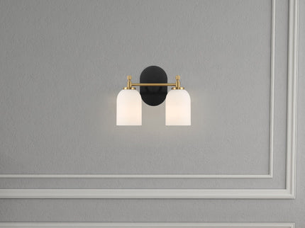 Vortex - 2 Lights Vanity In Style For Over Bathroom Mirror Wall Sconce - Black / Gold / White