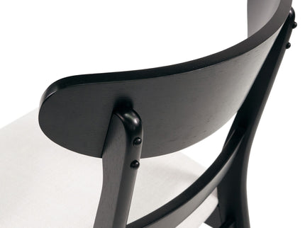 Dining Chairs With Upholstered Seat (Set of 2) - Black / Light Beige