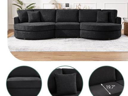Modern 3 Seater Upholstered Sofa With Curved Design