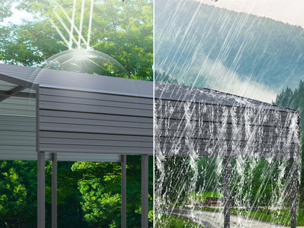 10 X 15 Ft Carport, Outdoor Carport, Heavy Duty Carport Canopy With Galvanized Steel Roof And Frame, Metal Carport Large Garage For Driveway Car, Truck - Charcoal