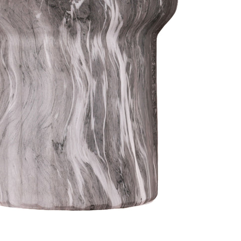 Round Geometric Outdoor End Table - Marble