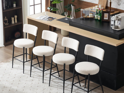Modern Teddy Fabric Upholstered Bar Stools - Legs