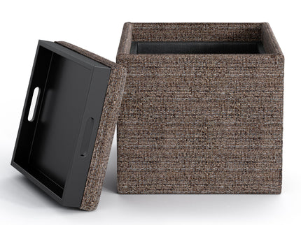 Rockwood - Upholstered Cube Storage Ottoman With Tray