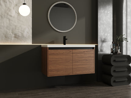 Bathroom Vanity Set With Resin Countertop Sink And 2 Doors, Engineered Wood