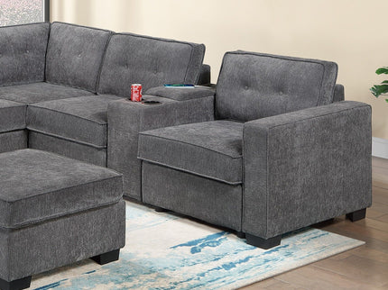 Sectional Set With Reversible Loveseat, USB Console, Corner Wedge & Ottoman