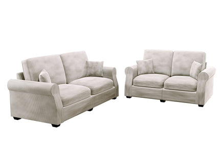 Contemporary 2 Piece Sofa Set With Matching Pillows