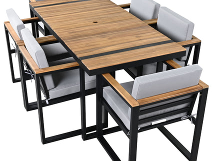 7 Pieces Outdoor Dining Set Patio Dining Table And Chair Set With And Removable Cushions For Patio