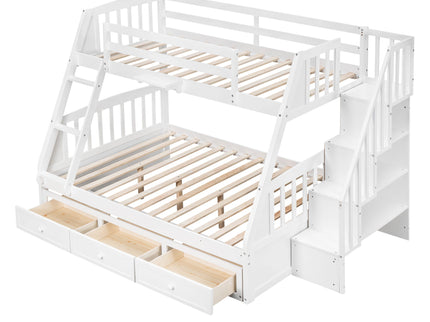 Bunk Bed With Drawers, Ladder And Storage Staircase