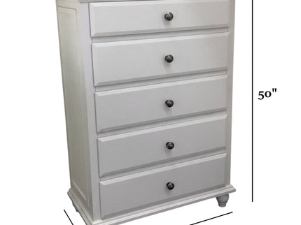 1 Piece Chest 5 Drawers Knob Handles Bedroom Furniture - White