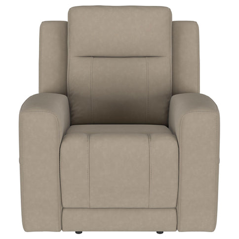 Slater - 3 Piece Upholstered Reclining Sofa Set And Built In Storage - Taupe