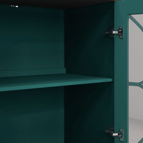 Elegant 4 Door Cabinet With Tempered Glass Doors