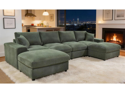 Sectional Sofa With 2 Ottomans And Toss Pillows