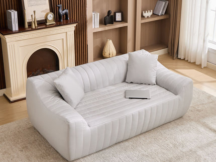 Oversized 2 Seater Loveseat With 2 Decor Throw Pillows, Deep Seat Sofa For Living Rooms