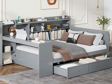 Daybed With 3 Drawers USB Ports And Desk