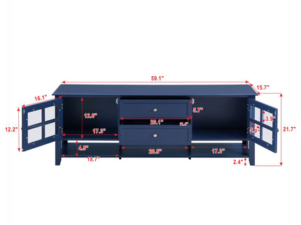 TV Stand, Entertainment Center With Dual Drawers And Hidden Storage, Cabinet With Soft Closing Doors And Sleek Panel Design