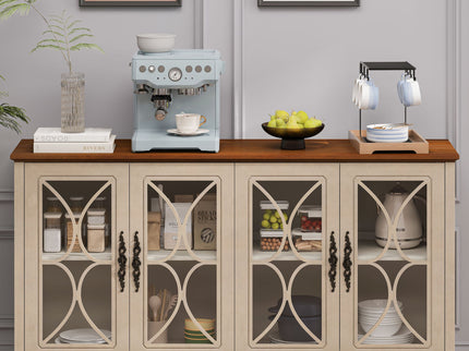 Elegant 4 Door Cabinet With Tempered Glass Doors