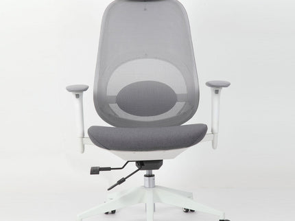 High Back Swivel Desk Chair With Height Adjustable Backrest, 3 Tilt Lock & Rotatable Headrest - Milk White