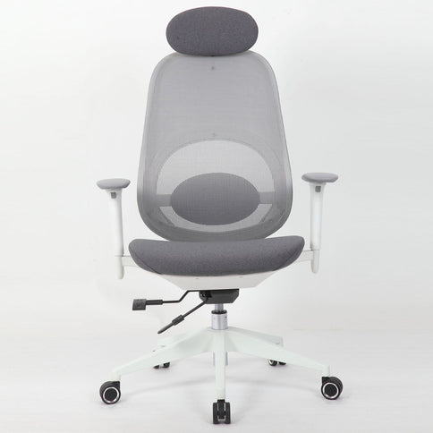 High Back Swivel Desk Chair With Height Adjustable Backrest, 3 Tilt Lock & Rotatable Headrest - Milk White
