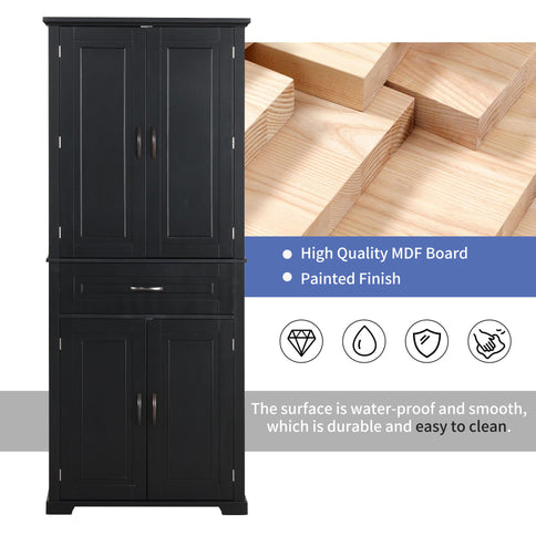 Bathroom Storage Cabinet With Doors And Drawer, Adjustable Shelf