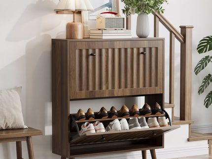 Shoe Cabinet, Storage Unit For Hallways - Walnut