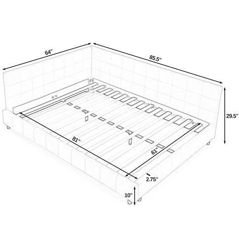 Upholstered Storage Tufted Bed Frame With Backrest And Armrests