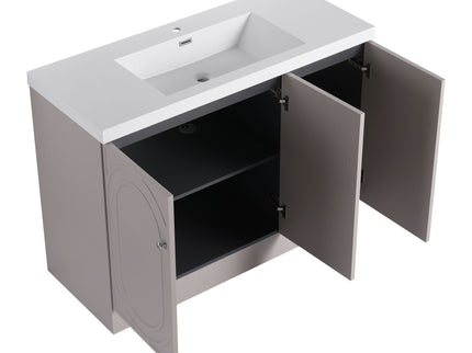 Contemporary Freestanding Bathroom Vanity With Resin Sink & Soft-Close Cabinet Doors