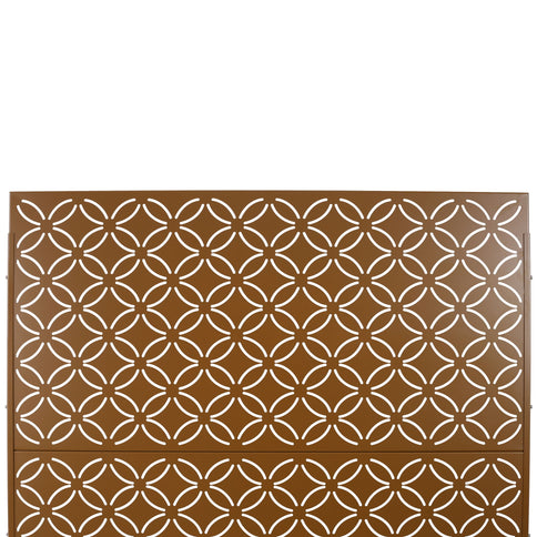 Freestanding Decorative Privacy Screen For Deck Balcony Patio, Metal Privacy - Brown