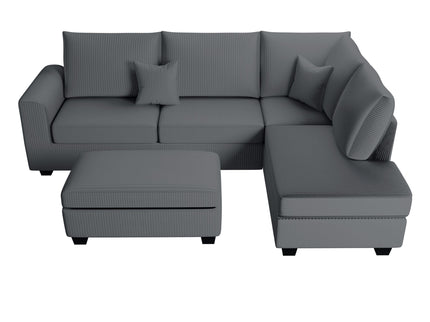 Modern Style Sectional Set With USB Port, Storage Ottoman