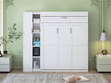 Murphy Wall Bed With Shelves, Wardrobe And LED Lights