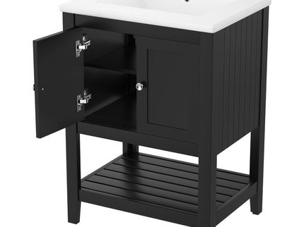 Modern Bathroom Vanity With Sink And Open Shelf