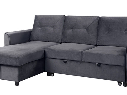 Hudson - Reversible Sleeper Sectional Sofa With Storage Chaise - Dark Gray