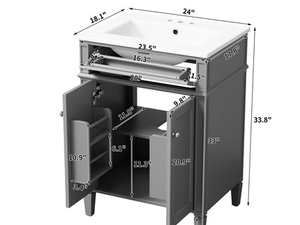 Bathroom Vanity With 2 Doors And Tip Out Drawer, Soft Closing Hinges