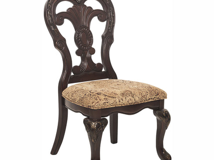 Elegant Style Beautiful Side Chairs 2 Piece Set Cherry With Tipping Fabric Upholstered Traditional Dining Furniture - Cherry
