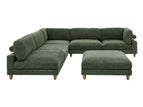 Dark Green / 2 Pc. Stationary Sectional, Ottoman