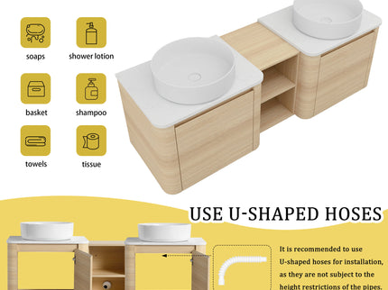 Mounted Bathroom Vanity With Art Sink, 1 Storage Shelf, Soft Close Door