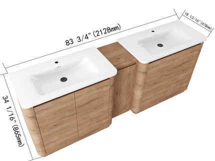 Soft Close Door Freestanding Bathroom Vanity With Sink, 1 Small Storage Cabinet