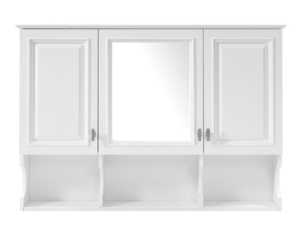 Modern Wall Mounted Mirror Medicine Cabinet With Open Shelves, Adjustable Interior, Storage Over Toilet