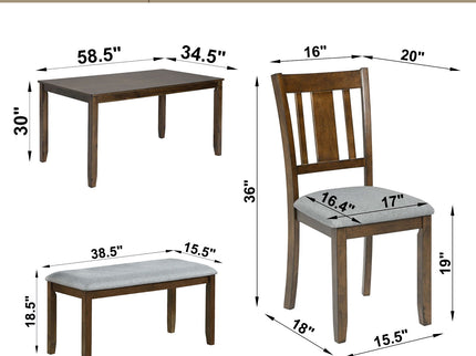 Kitchen Dining Set, Rectangular Dining Table With Upholstered Chairs
